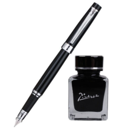 毕加索钢笔 5505男女士商务送礼办公练字书法 墨水礼盒套装可刻字 银夹墨水套装