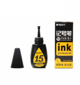 晨光（M&G） 可加墨水记号笔 擦不掉油性大头笔 标记笔物流笔 光盘笔勾线笔 15ml记号笔墨水9601 黑色