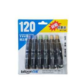 百通 涂改带大容量修正带 7106 6支装