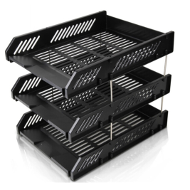 得力 deli 9209 牢固耐用三层文件座 自由拆组三层文件盘/文件框 黑色