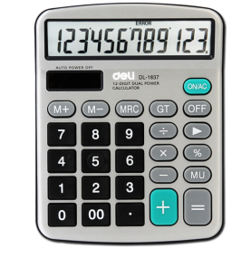 得力 deli 双电源金属面板桌面计算器 1837