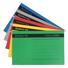 齐心 Comix 纸质易查找吊挂夹 A1812 FC (红色、蓝色、绿色、黄色、灰色颜色随机)