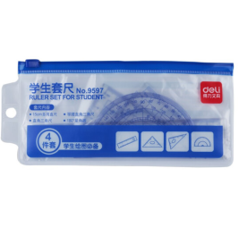 得力 deli 套尺4件套(直尺+三角尺*2+量角器) 9597