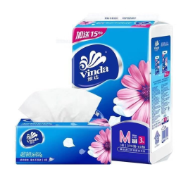 维达 vinda 超韧软包抽取式面巾纸 软抽纸  M码 V2182 三层 150抽/包 3包/提 16提/箱
