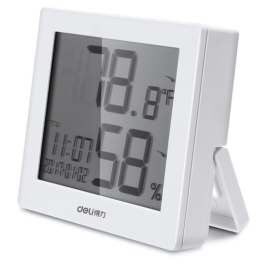 得力 deli 多功能电子款家用室内外温湿度计 8813 (白色) 温度计