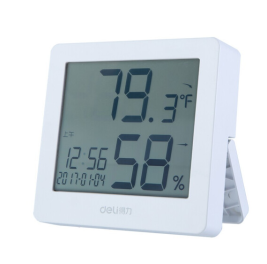 得力 deli 多功能电子款家用室内外温湿度计 8840 (白色)  温度计