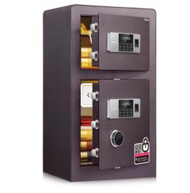 得力 deli 双层 指纹密码保险柜 高80cm 4108 酒红色