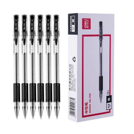 得力 deli 经典办公中性笔水笔 子弹头签字笔 6600ES 0.5mm  12支/盒（替芯：S760）