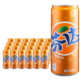 可口可乐 Coca'Cola 芬达橙味 碳酸饮料 330ml/罐 24罐/箱(高灌)