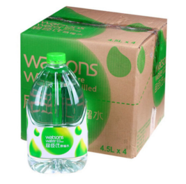 屈臣氏 watsons 饮用水 蒸馏水（绿色包装）4.5L/瓶 4桶/箱