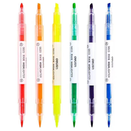 得力 deli  双头荧光笔 记号笔 S623（六色：黄色 橙色 粉色 蓝色 绿色 紫色）