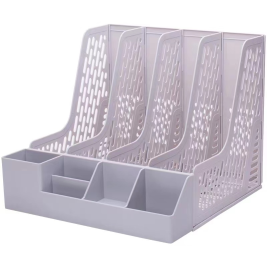 得力 deli  带笔筒多功能四联文件框/文件筐/文件架  78981  (蓝色、黑色、灰色)