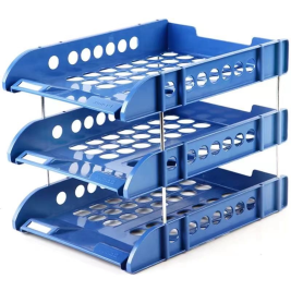 齐心 Comix B2060 三层文件盘/文件座/文件框  蓝色