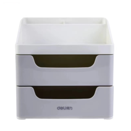 得力 deli  五格桌面收纳盒笔筒 抽屉式储物盒  8901（浅灰/浅蓝）颜色随机