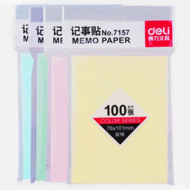 得力 deli 7157 便利贴/便签纸/报事贴/易事贴/百事贴  颜色随机 76x101mm
