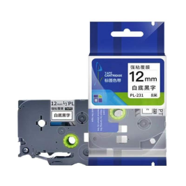 大正兼容标签色带 12mm 白底黑字