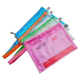 红杰 PVC网格拉链袋/文件袋 HJ-814-A5 12个/包