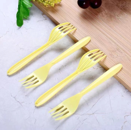 国产 一次性塑料叉子 12cm (黄色) 100支/包
