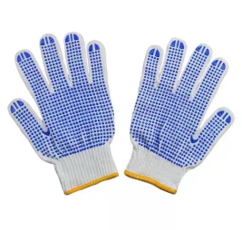 国产 PVC点塑防滑手套 (均码 手背为全棉纱线 手掌为蓝色点珠)