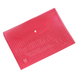 红杰 透明纽扣文件袋A4 18C 209A（红色）20个/包