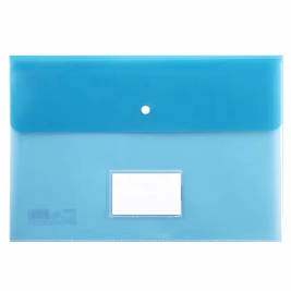得力 deli 透明纽扣文件袋 5506 FC (蓝色、白色) 10个/包 (颜色随机)