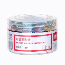 得力 deli 彩色回形针 0038 29mm 160枚/筒