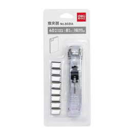 得力 deli 推夹器 8591A 1个推夹器 8个替换钉（透明白）