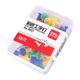得力 deli 工字钉 0021 彩色工字钉35枚/盒