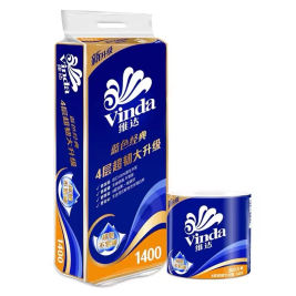 维达 Vinda 蓝色经典卷筒卫生纸 卷纸 四层 140克/卷 V4069  10卷/提