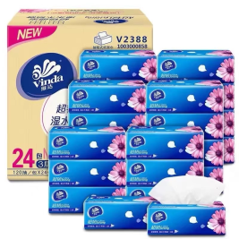 维达 vinda M码 软包抽取式面巾纸 软抽纸  V2388 120抽/包 24包/箱
