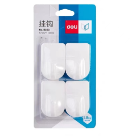 得力 deli 方形强力粘钩 挂钩 4只装 19353 承重1.5kg