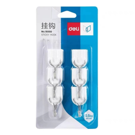 得力 deli 白色U型活动强力粘钩 挂钩 6只装 19350 承重0.5kg