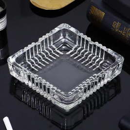 青苹果 玻璃烟灰缸 方形中号-12cm