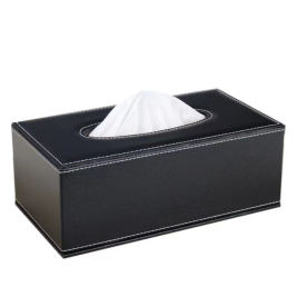 日通 皮革纸巾盒 抽纸盒 大号 24*12*8.5cm 黑色