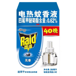 雷达 Raid 电热蚊香液 替换装 驱蚊液 无香型40晚  21ml/瓶
