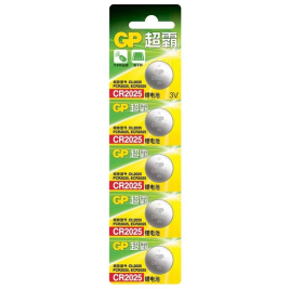 超霸 GP 纽扣电池 锂电池CR2025 3V 5粒/卡