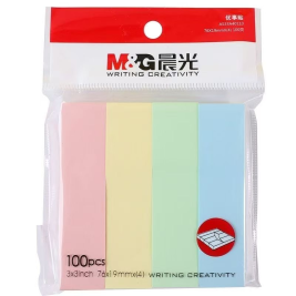 晨光纸质便利贴指示标签贴记事贴分类索引 YS-13 76*19mm (黄色、绿色、蓝色、粉红) 100页/条 4条/包