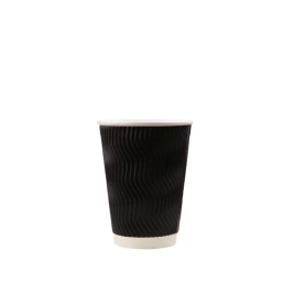 日通 一次性纸杯 咖啡杯 双层瓦楞杯 270ml 8盎司 (黑色) 100只/袋 无盖 (单位：袋)