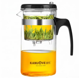 金灶（KAMJOVE） 按压式飘逸杯玻璃茶壶办公家用茶道杯可过滤花茶壶茶具 TP-200（1000ml）