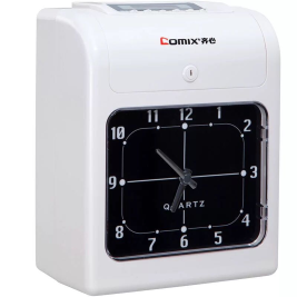 齐心（Comix）打卡机考勤机卡钟纸质考勤钟音乐报时快速打卡微电脑自动吸退移位MT-7100(停电可打卡)