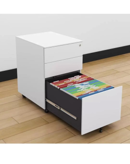 合信 灰白色附带锁头  带4个滑轮  520*390*150mm 经济型三抽活动柜